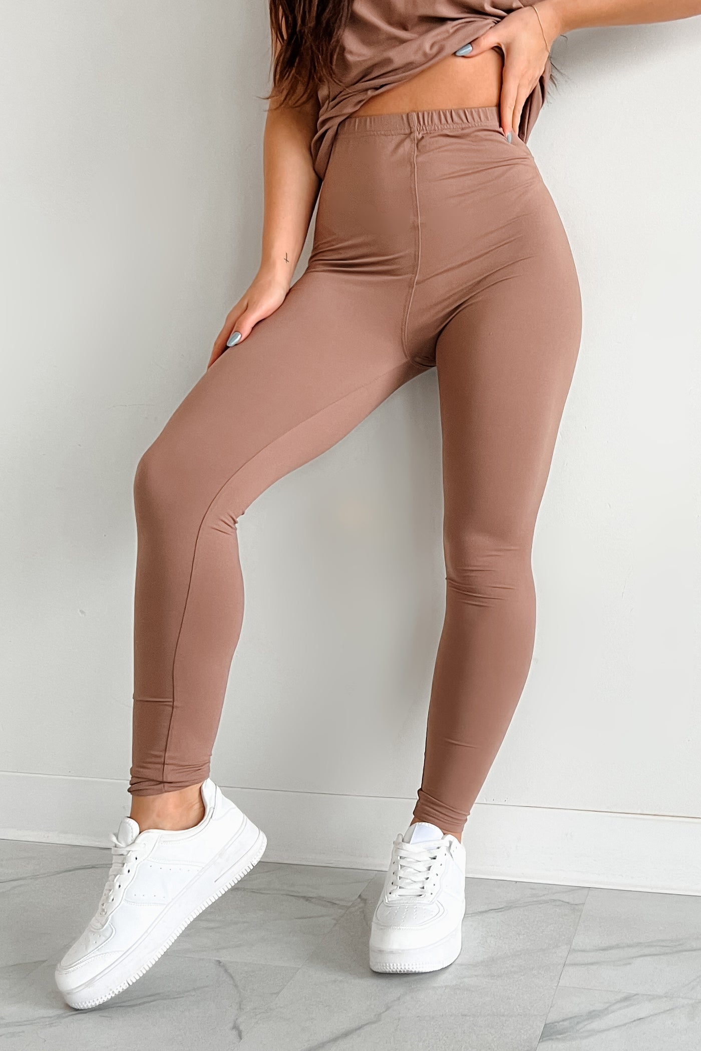 DOORBUSTER Zayne Buttery Soft T-Shirt & Leggings Set (Mocha) - NanaMacs