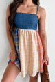 Punk Goes Cute Denim Plaid Mini Dress (Multi) - NanaMacs