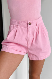 Holding Onto Hope Pleated High Waist Shorts (Pink) - NanaMacs