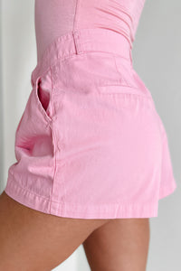 Holding Onto Hope Pleated High Waist Shorts (Pink) - NanaMacs