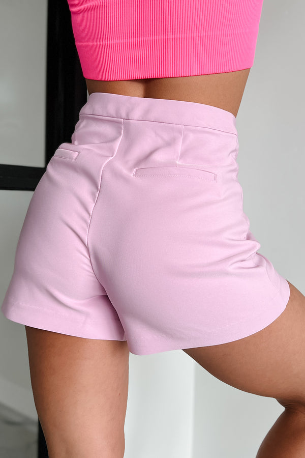 Spring Time Special High Waisted Tailored Shorts (Pink) - NanaMacs