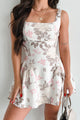 Blossoming In Nature Floral Mini Dress (Ivory Multi) - NanaMacs