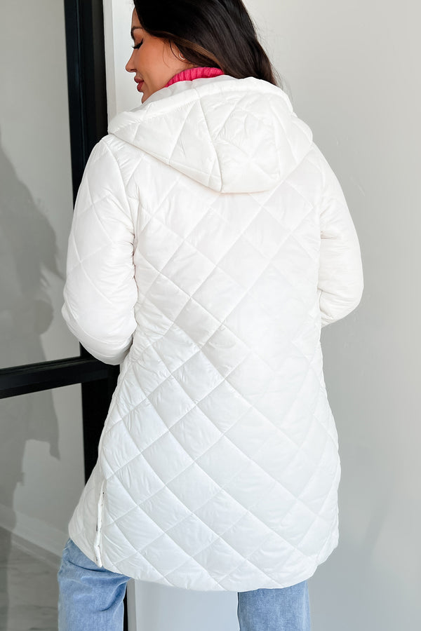 Headed For The Alps Quilted Puffer Jacket With Hood (Off White) - NanaMacs