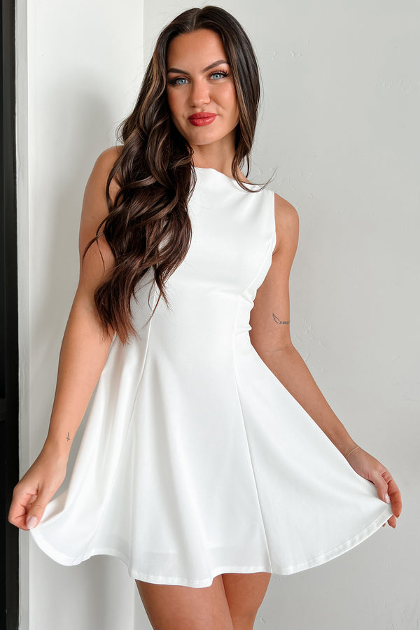 Date Night Done Right Boatneck Skater Dress (Ivory) - NanaMacs