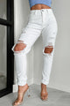 Sylvie High Rise Distressed Boyfriend Jeans (White) - NanaMacs