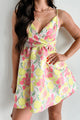 Garden Charm Floral Mini Dress (Pink/Yellow/Green) - NanaMacs