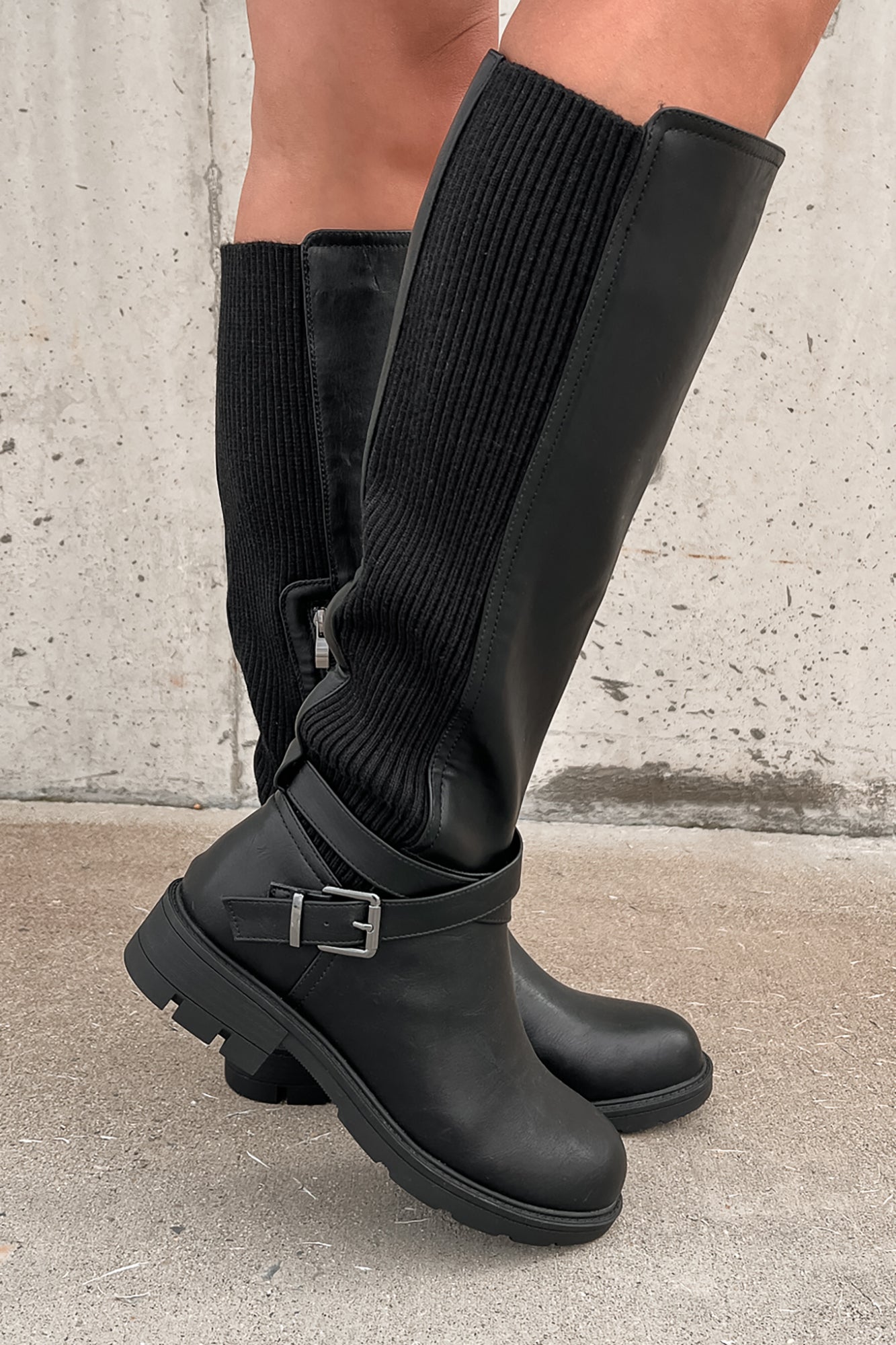 Waiting For Fall Knee High Boots (Black) - NanaMacs