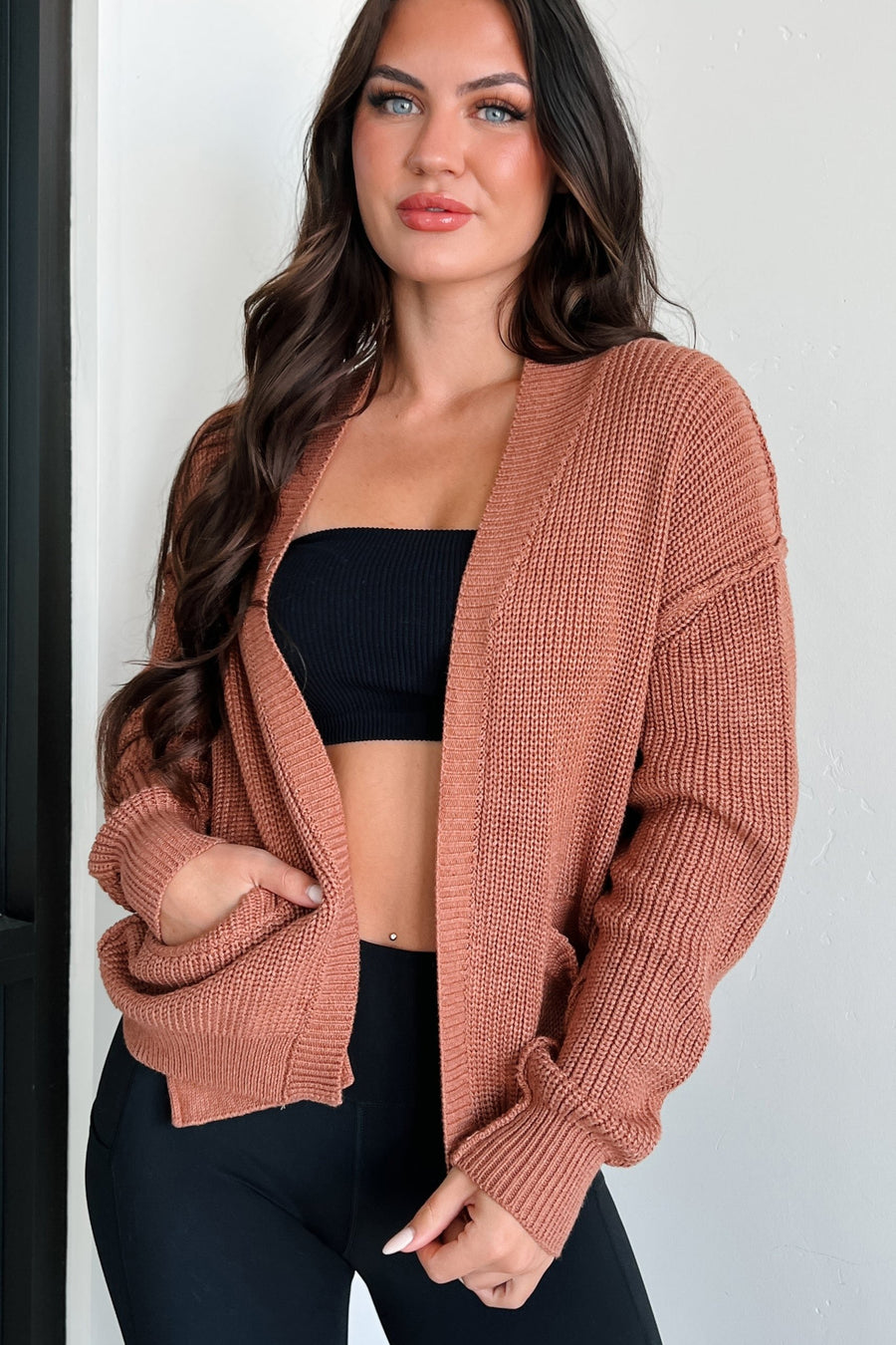 Everything's Changing Sweater Knit Cardigan (Persimmon) - NanaMacs