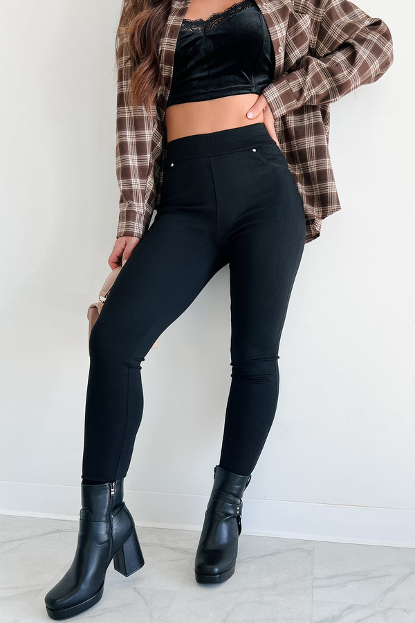 Owning My Greatness High Waist Ponti Legging Pant (Black) - NanaMacs