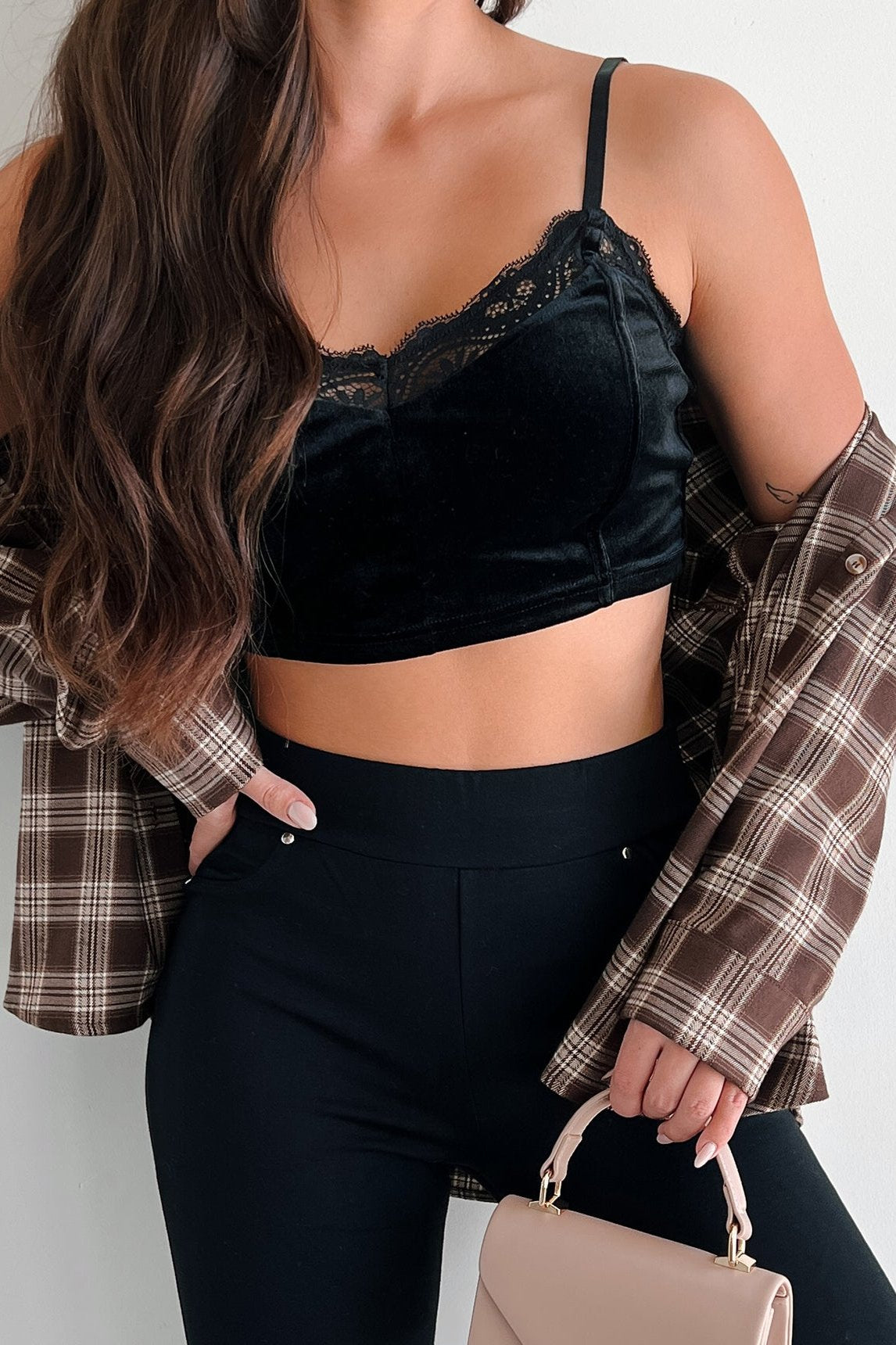 Always Distracting Velvet Crop Top (Black) - NanaMacs