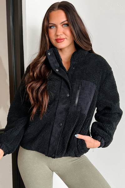 DOORBUSTER Breezy Nights Sherpa Jacket (Black) - NanaMacs