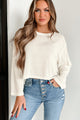 Donnie Textured Knit Long Sleeve Crop Top (Ivory) - NanaMacs