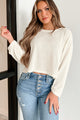 Donnie Textured Knit Long Sleeve Crop Top (Ivory) - NanaMacs