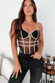 Staying Sassy Contrast Mesh Bodysuit (Black/Taupe) - NanaMacs