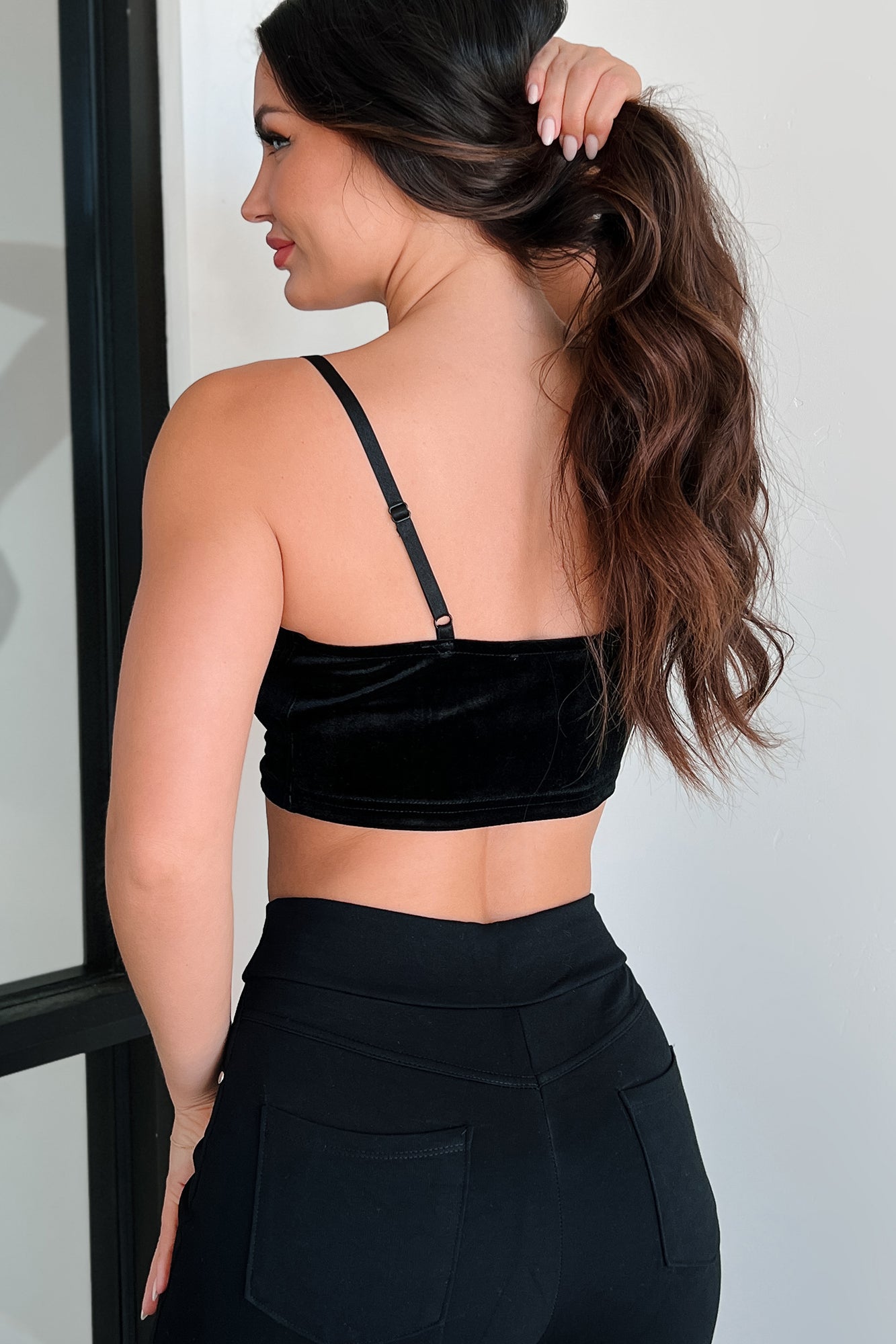 Always Distracting Velvet Crop Top (Black) - NanaMacs