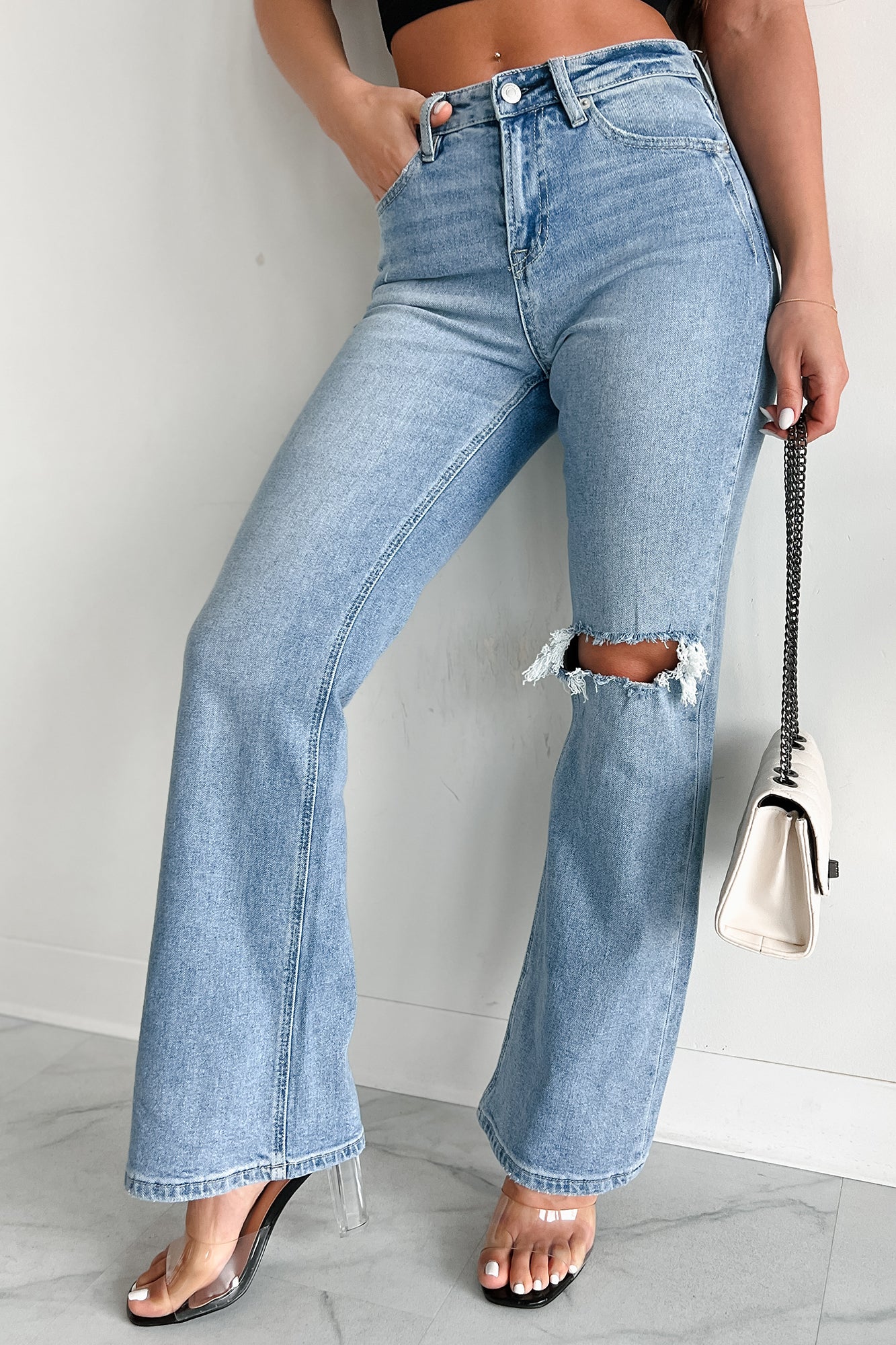 Just Agree With Me High Rise Vintage Flare Jeans (Medium-Light) - NanaMacs