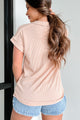 Simple Questions Urban Ribbed V-Neck Top (Taupe) - NanaMacs