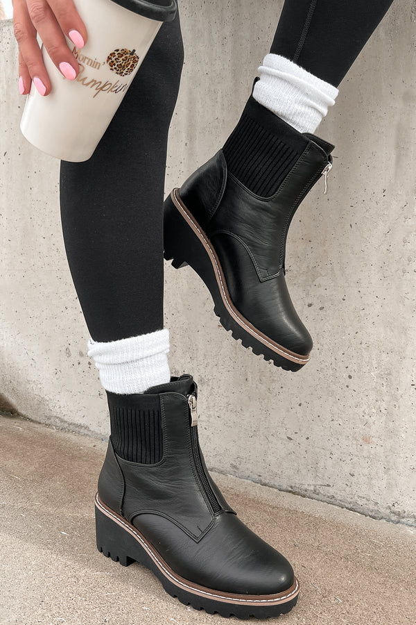 Being True To Myself Zip-Front Booties (Black) - NanaMacs