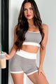 Beneath The Surface Striped Athleisure Set (Ash) - NanaMacs