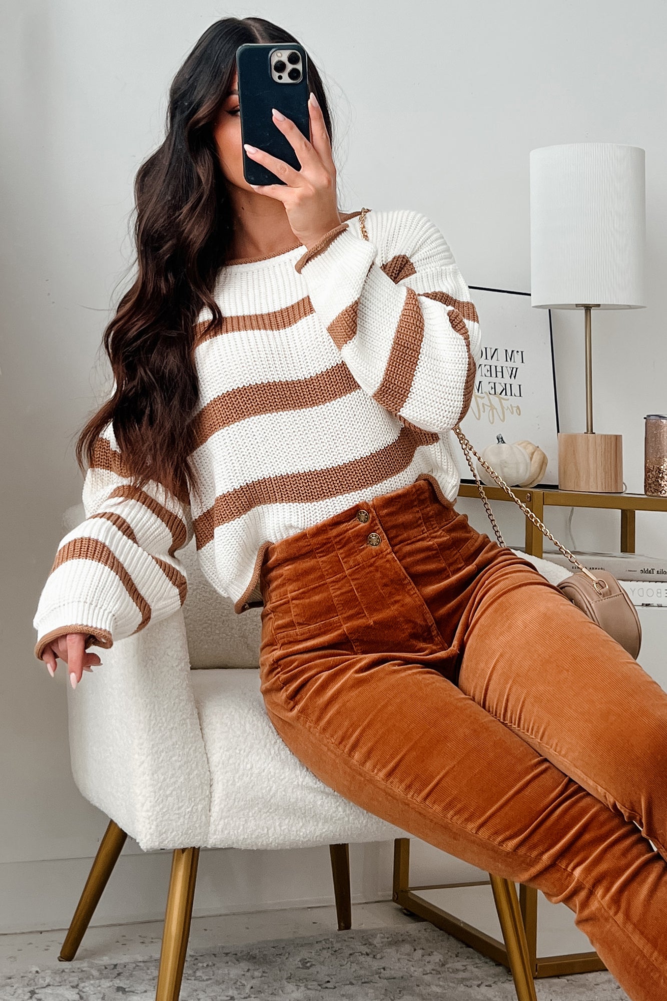 Latte Break Striped Sweater (Mocha/White) - NanaMacs