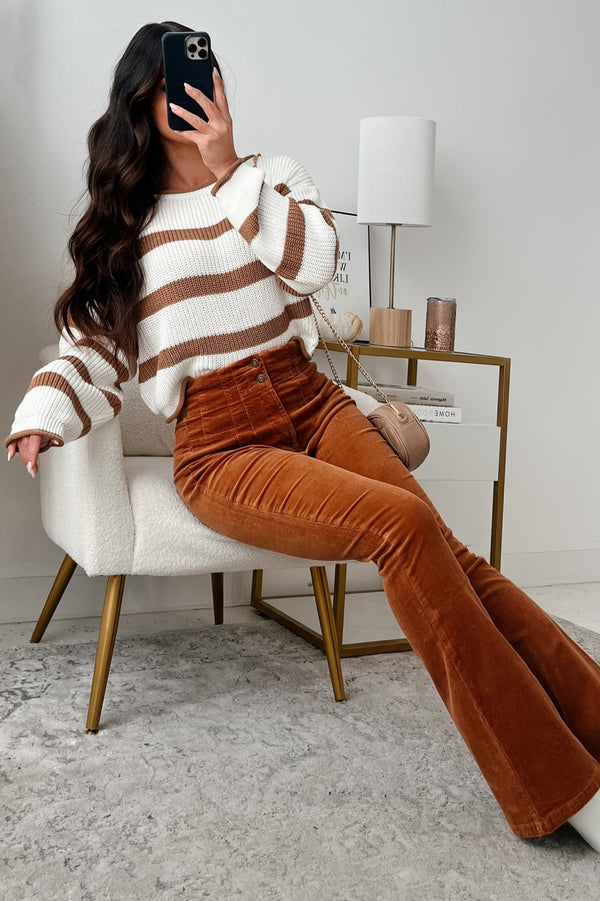 Latte Break Striped Sweater (Mocha/White) - NanaMacs