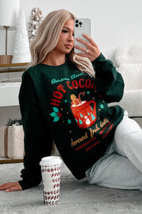 "Christmas Blend Hot Cocoa" Graphic Sweatshirt (Forest) - NanaMacs