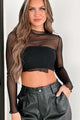 Clean Slate Mesh Long Sleeve Crop Top (Black) - NanaMacs