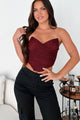 Love It Or Leave It Ruched Corset Top (Wine) - NanaMacs