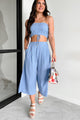 If You Don't Mind Woven Textured Capri Pants (Lotus Blue) - NanaMacs