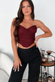 Love It Or Leave It Ruched Corset Top (Wine) - NanaMacs