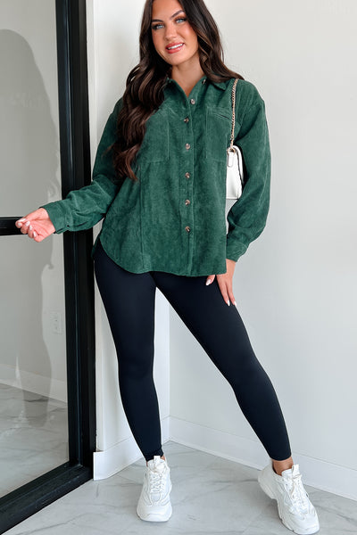 Forever Wandering Corduroy Shacket (Dark Green) - NanaMacs