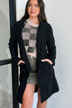 Fashionable For Fall Brushed Fleece Trench Coat (Black) - NanaMacs