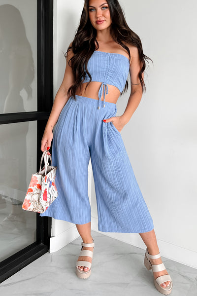 If You Don't Mind Woven Textured Capri Pants (Lotus Blue) · NanaMacs