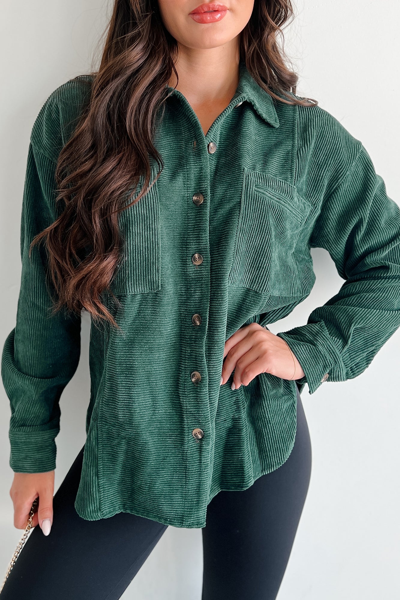 Forever Wandering Corduroy Shacket (Dark Green) - NanaMacs