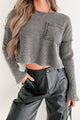 Selfish For You Washed Thermal Long Sleeve Top (Charcoal) - NanaMacs