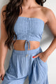 Sizzling Summer Ruched Bandeau Top (Lotus Blue) - NanaMacs