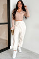 DOORBUSTER Nevada High Waisted Fleece Sweatpants (Cream) - NanaMacs