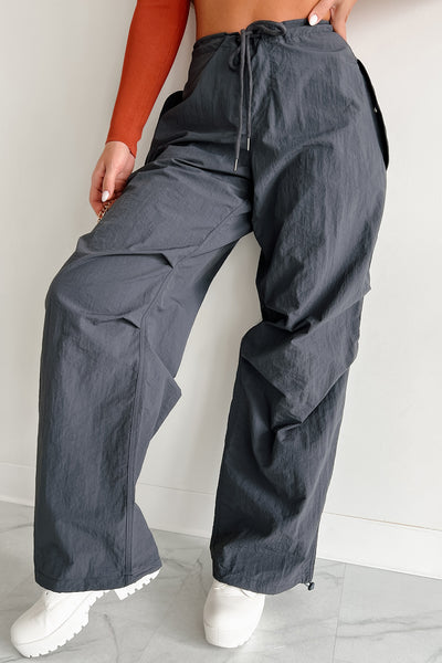 Confidence For Days Nylon Parachute Pants (Charcoal) - NanaMacs