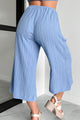 If You Don't Mind Woven Textured Capri Pants (Lotus Blue) - NanaMacs