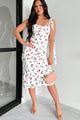 Fruity Happiness Cherry Print Midi Dress (Off White/Cherry) - NanaMacs