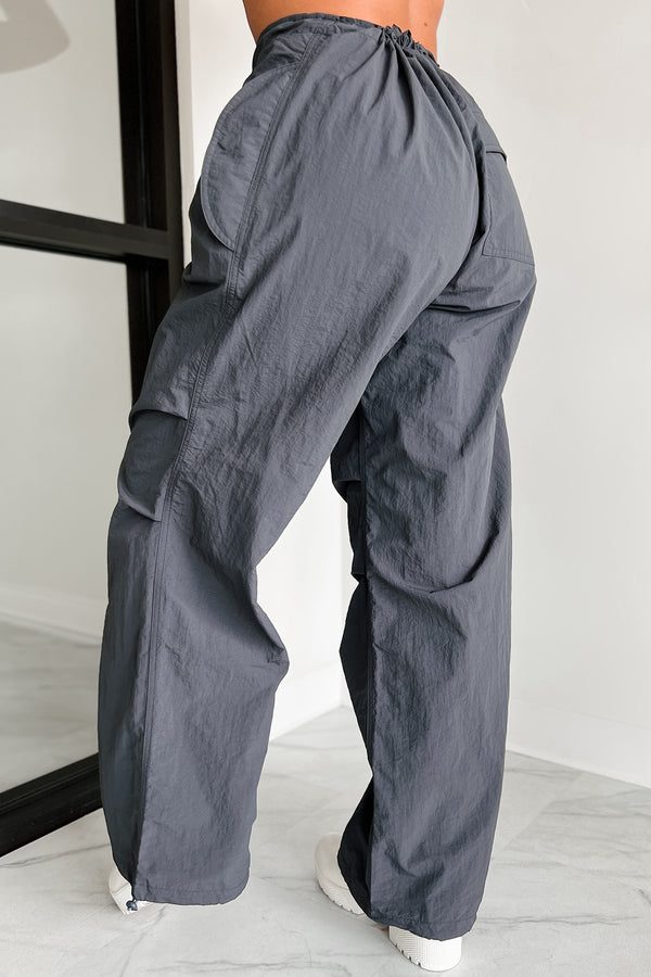 Confidence For Days Nylon Parachute Pants (Charcoal) - NanaMacs