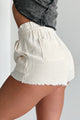 If You Can't Tell Frayed Drawstring Waist Shorts (Cream) - NanaMacs