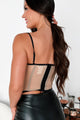 Keep You Guessing Lace Mesh Bustier Corset Top (Black/Nude) - NanaMacs