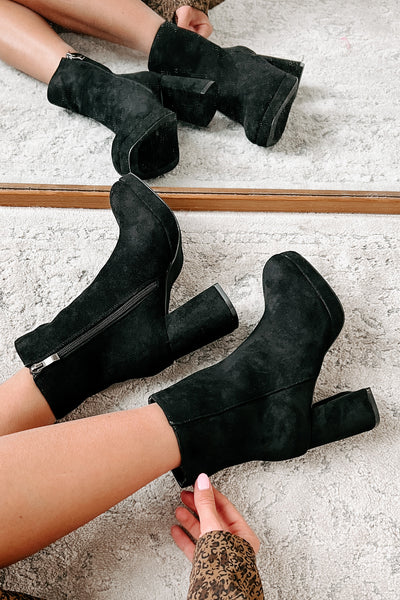 Kick Rocks Sis Faux Suede Platform Booties (Black) - NanaMacs