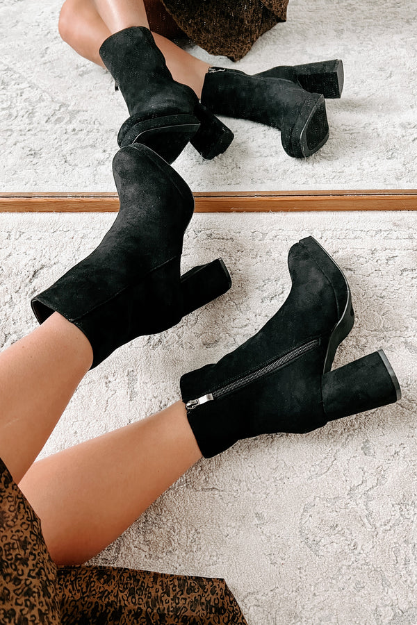 Kick Rocks Sis Faux Suede Platform Booties (Black) - NanaMacs