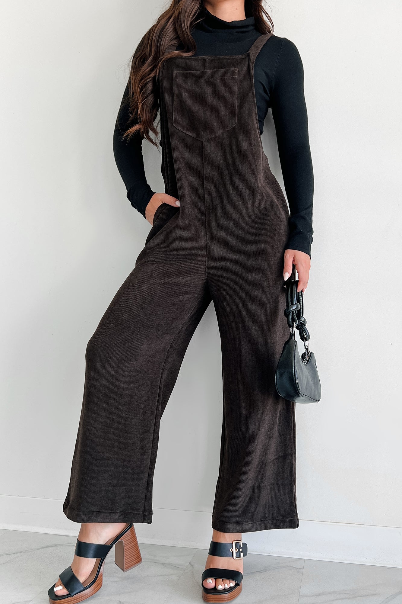 Playful Impression Soft Corduroy Overall Jumpsuit (Dark Brown) - NanaMacs