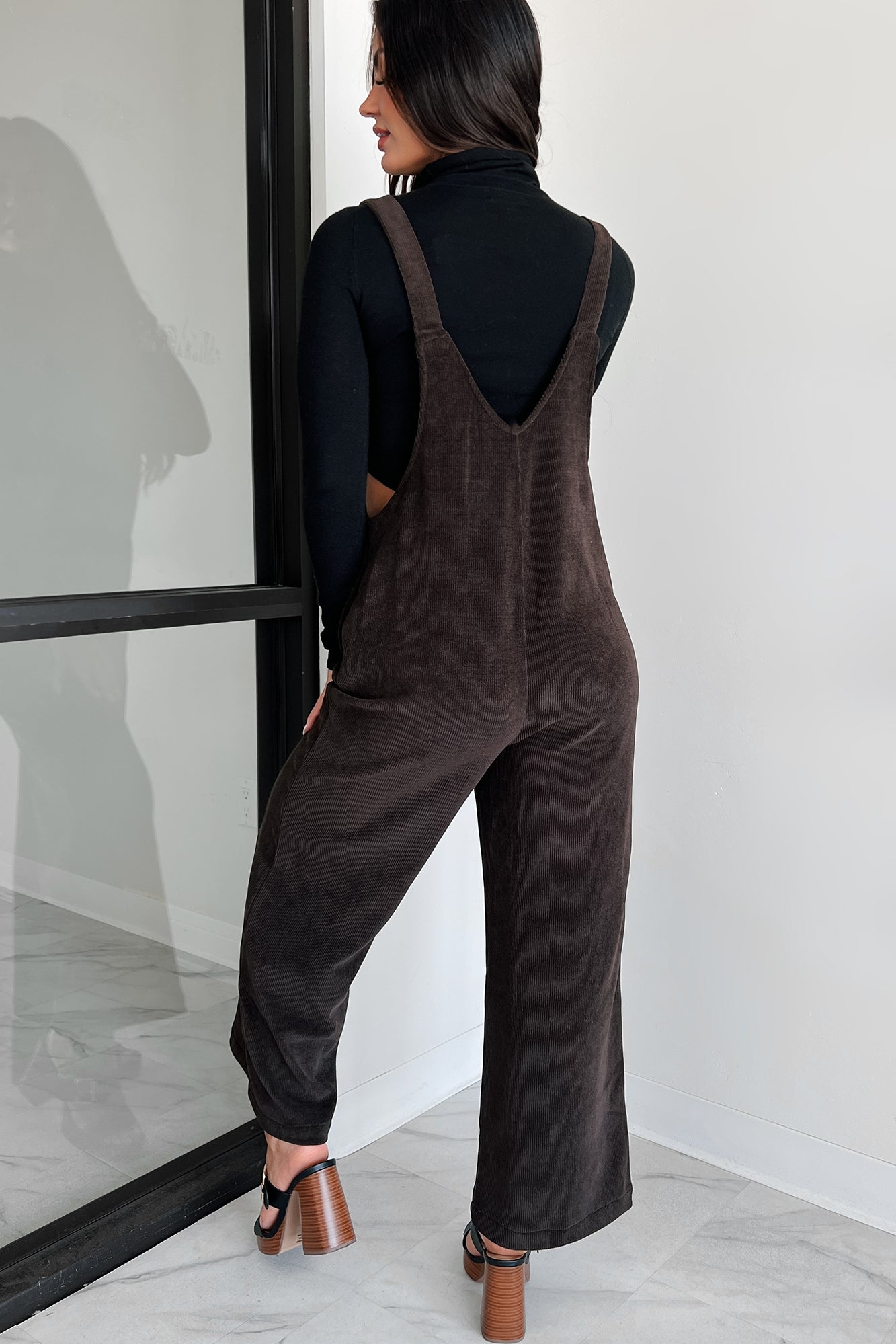 Playful Impression Soft Corduroy Overall Jumpsuit (Dark Brown) - NanaMacs