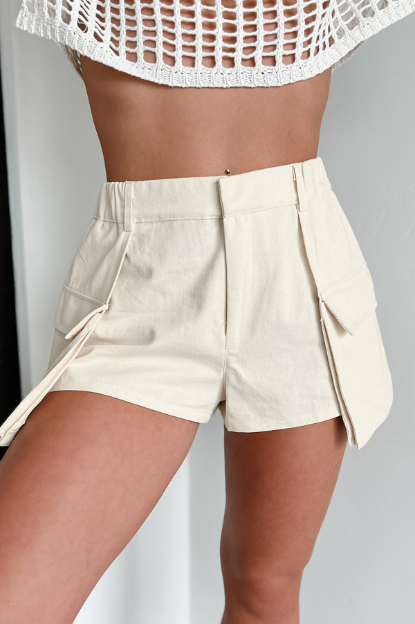 Conversation Starter Cargo Reverse Skort (Light Oatmeal) - NanaMacs