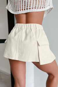 Conversation Starter Cargo Reverse Skort (Light Oatmeal) - NanaMacs