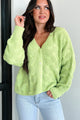 Simply Thriving Cable Knit Buttoned Cardigan (Green) - NanaMacs